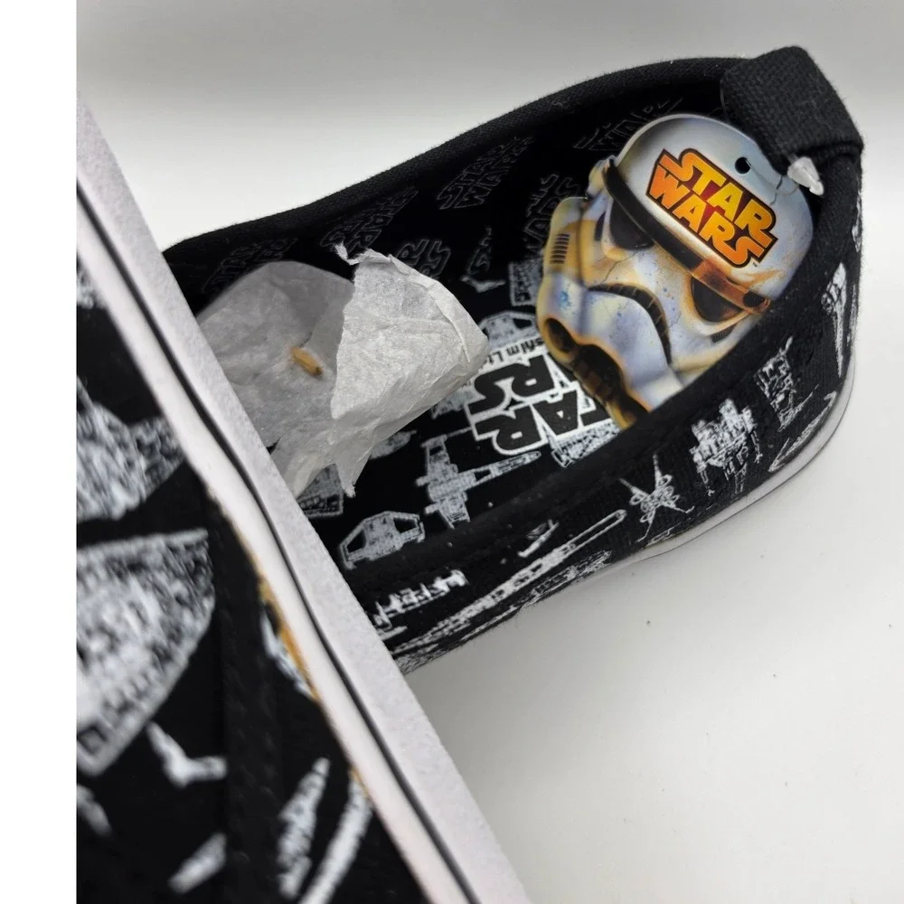 Star Wars Mens Slip On Canvas Sneakers Millennium Falcon X-Wing Black White 11
